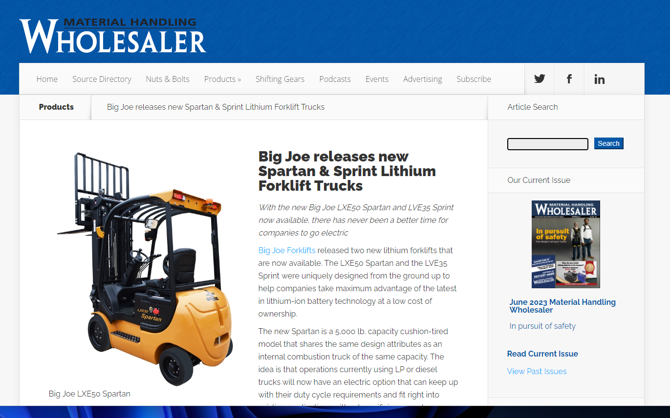 New Big Joe Forklifts Announced Quantum Forklift