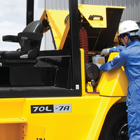 Technician working on a forklift