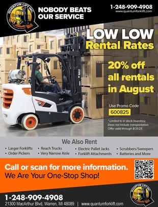 SPECIAL Low Rental Rates in August